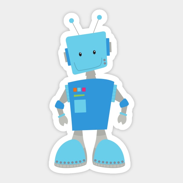 Cute Robot, Funny Robot, Silly Robot, Blue Robot