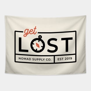 Get Lost Adventure Compass Badge Tapestry