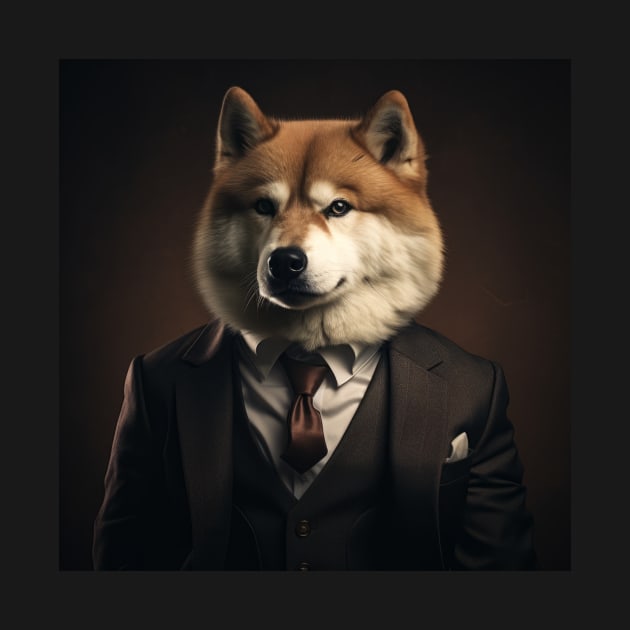 Akita Dog in Suit by Merchgard