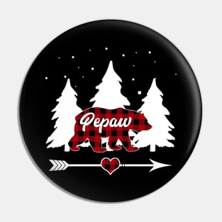 Pepaw Bear Buffalo Plaid Christmas Matching Family Pajama Pin