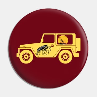 Yellow retro Jeep Pin