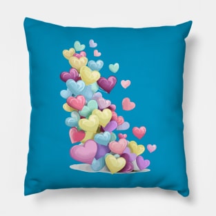 Valentines Day Colorful Pastel Hearts Happy Valentines Day Pillow