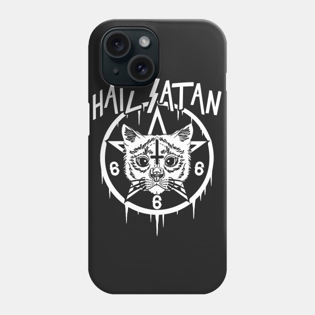 HAIL SATAN - EVIL CAT - FUNNY CAT - EVIL KITTEN Phone Case by Tshirt Samurai