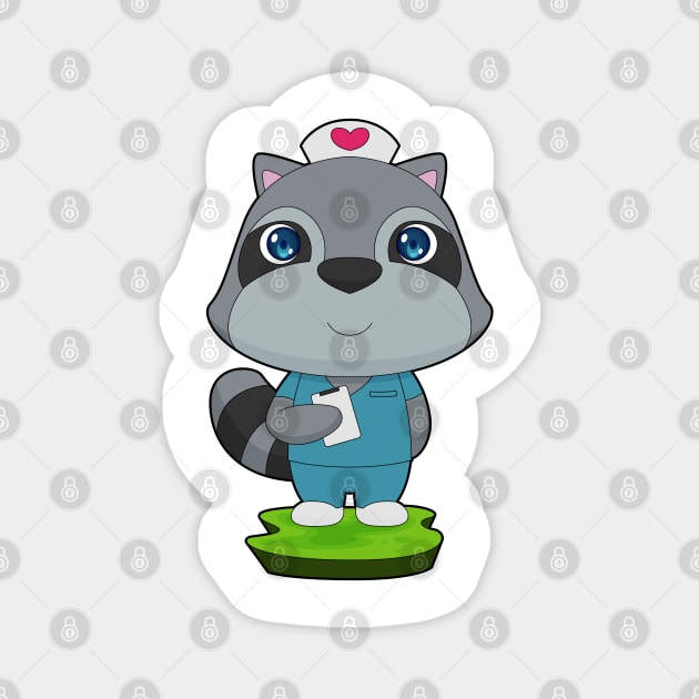 Racoon Nurse Notepad Magnet by Markus Schnabel