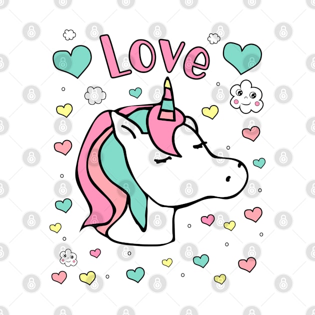 Love Pastel Heart Unicorn by FruitflyPie