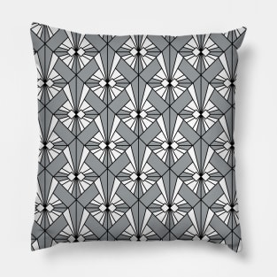 Art Deco Pattern no 75 - Grey Black - Geometrical Pattern Pillow