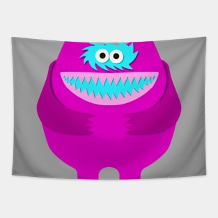 Hot Pink Nauga Stuffed Animal Cute Monster Throwback graphic Tapestry