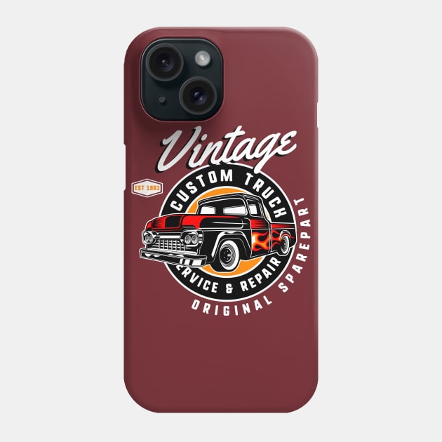 Vintage Custom Truck Service & Repair Phone Case by funkymonkeytees