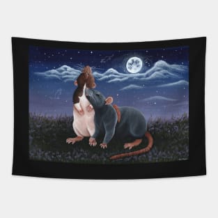 Rat Friends Under The Night Sky Tapestry