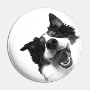 Black and White Happy Dog Pin