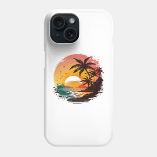 Summer Sunset Palm Tree Beach Ocean Artistic Paradise Phone Case