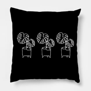 Monstera Plant Line Drawing Pillow