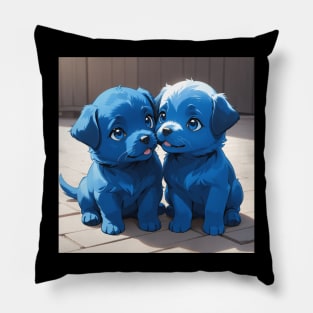 Cute blue puppies Pillow