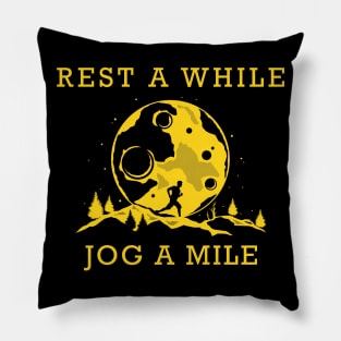 Jogging in Forest Pillow