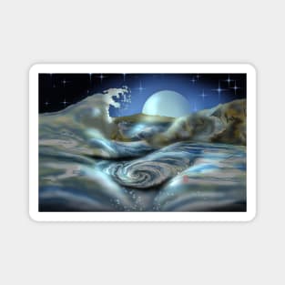 Awa Prefecture whirlpool rapids on a dark starry night in Japan Magnet