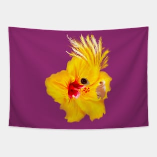 Yellow Cockatiel + Yellow Hibiscus Tapestry