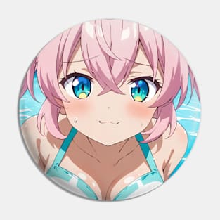 Anime Girl Beach Day Pin