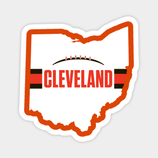 Cleveland Football Ohio Outline White T-Shirt Magnet