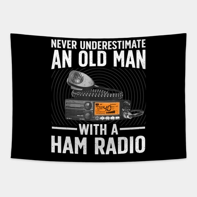 Ham Radio Art For Grandpa Men Amateur Radio Ham Operator Tapestry by Mitsue Kersting