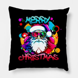 Cool Santa Claus Swag  - Merry Christmas - Winter Graphic Graffiti Art - Holiday Gift Pillow