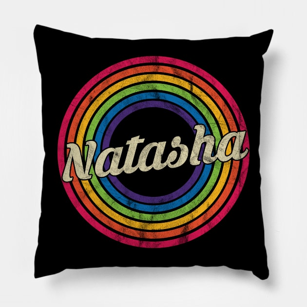 Natasha - Retro Rainbow Faded-Style Pillow by MaydenArt