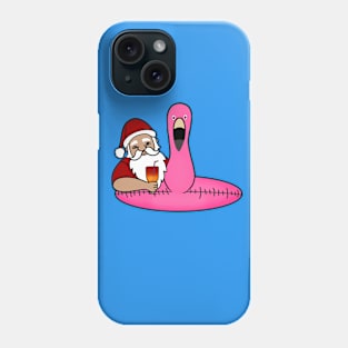 Funny Santa on Vacation, Xmas Flamingo Tropical Phone Case