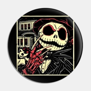 Graphic Vintage Movie Skellington Design Character Pin