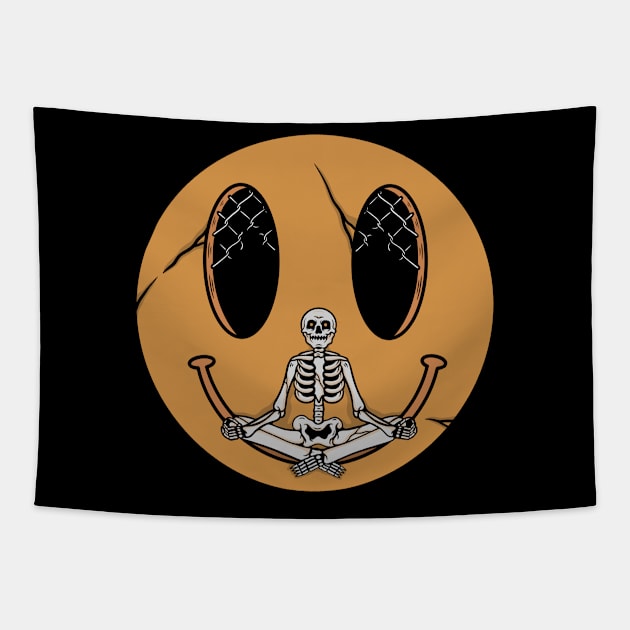 Yoga skull Tapestry by gggraphicdesignnn