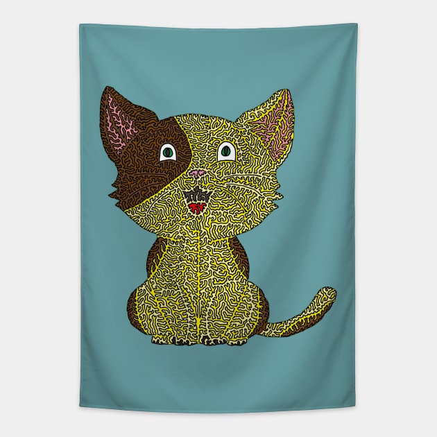 Squiggle Kitten Tapestry by NightserFineArts