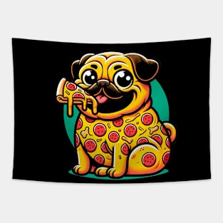 Pizza Pug Dog Eating Pizza Tapestry