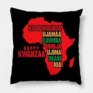 Happy Kwanzaa Red, The Seven Principles of Kwanzaa Pillow