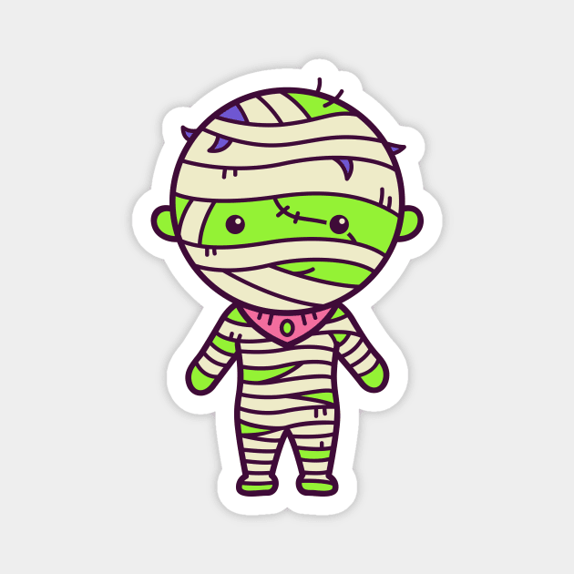 Cute Kawaii Mummy Kid Cartoon Magnet by SLAG_Creative