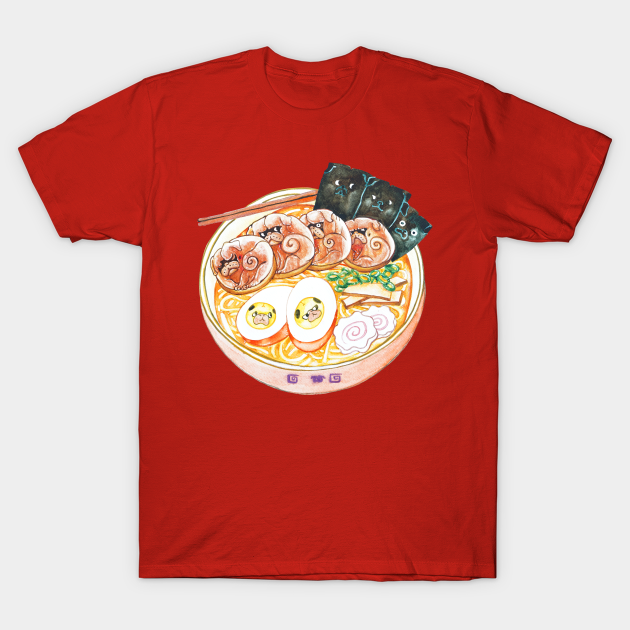 Ramen Pugs Watercolor - Ramen - T-Shirt | TeePublic