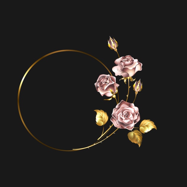 Round frame with pink gold roses by Blackmoon9