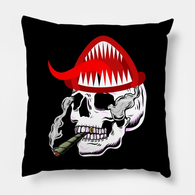 skul florall tattoo Pillow by funnyd