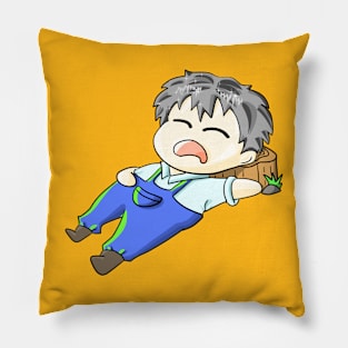 A farmer is sleeping in the meadow Pillow