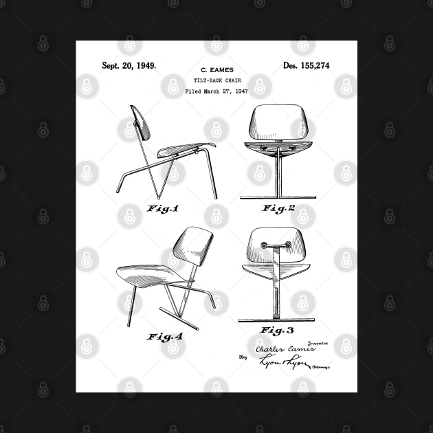 Eames Chair Patent - Designer Modern Design Art - White by patentpress