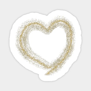 Golden Glitter Heart on White Magnet