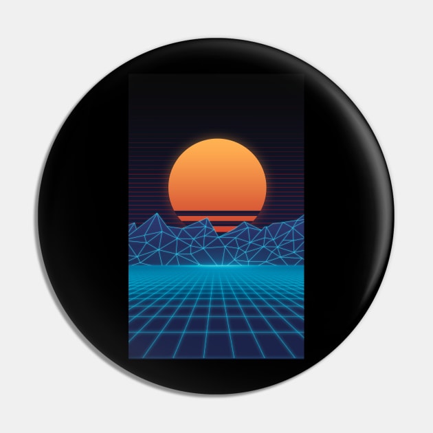 Outrun sunrise Pin by Kiboune