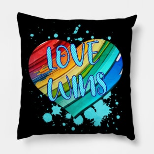 Love Wins - LGBTQ Paint Splatter Heart Pillow