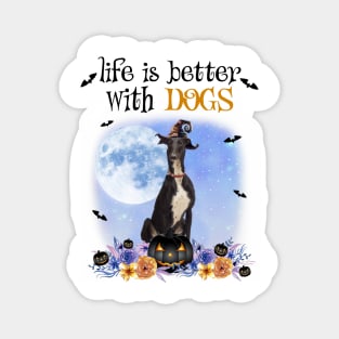 Greyhound Witch Hat Life Is Better With Dogs Halloween Magnet