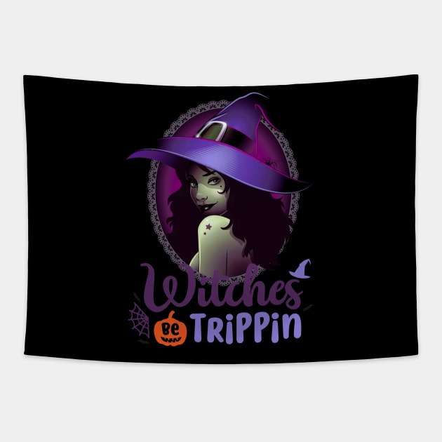 Sexy Halloween Witch Be Trippin Tapestry by Sleepy Time Tales