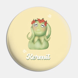 kermit the frog with flowercrown Pin