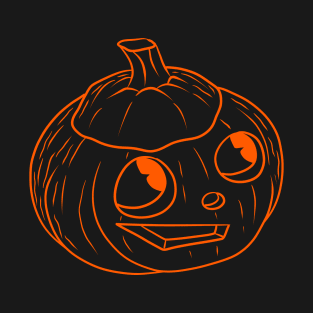 Orange Line Jack O' Lantern looking Up T-Shirt