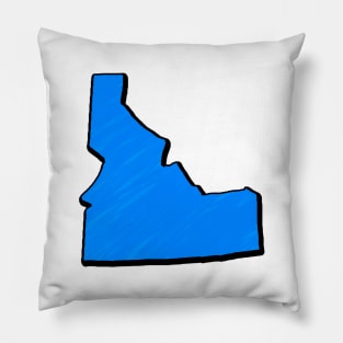 Bright Blue Idaho Outline Pillow