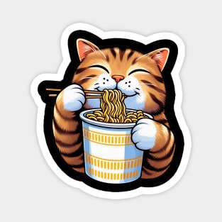 Tabby Cat Eating Instant Noodles Magnet