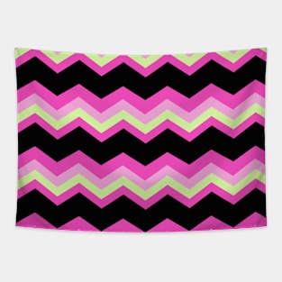 1980s modern abstract girly hot pink black fuschia chevron Tapestry