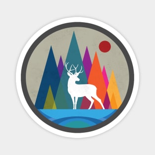 Deer by a Colorful Mountain Magnet