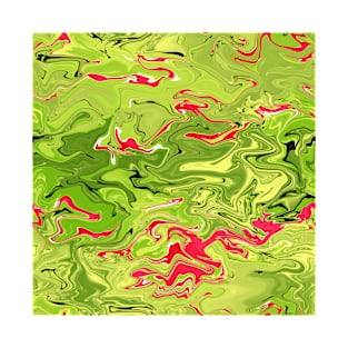 Lime green and red liquid marble texture T-Shirt