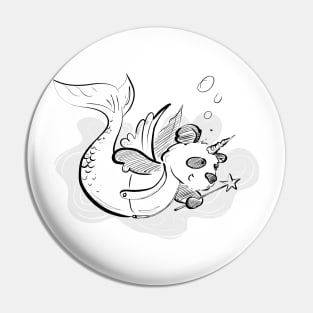 Unicorn Fairy Mer-Panda (Black & White) Pin